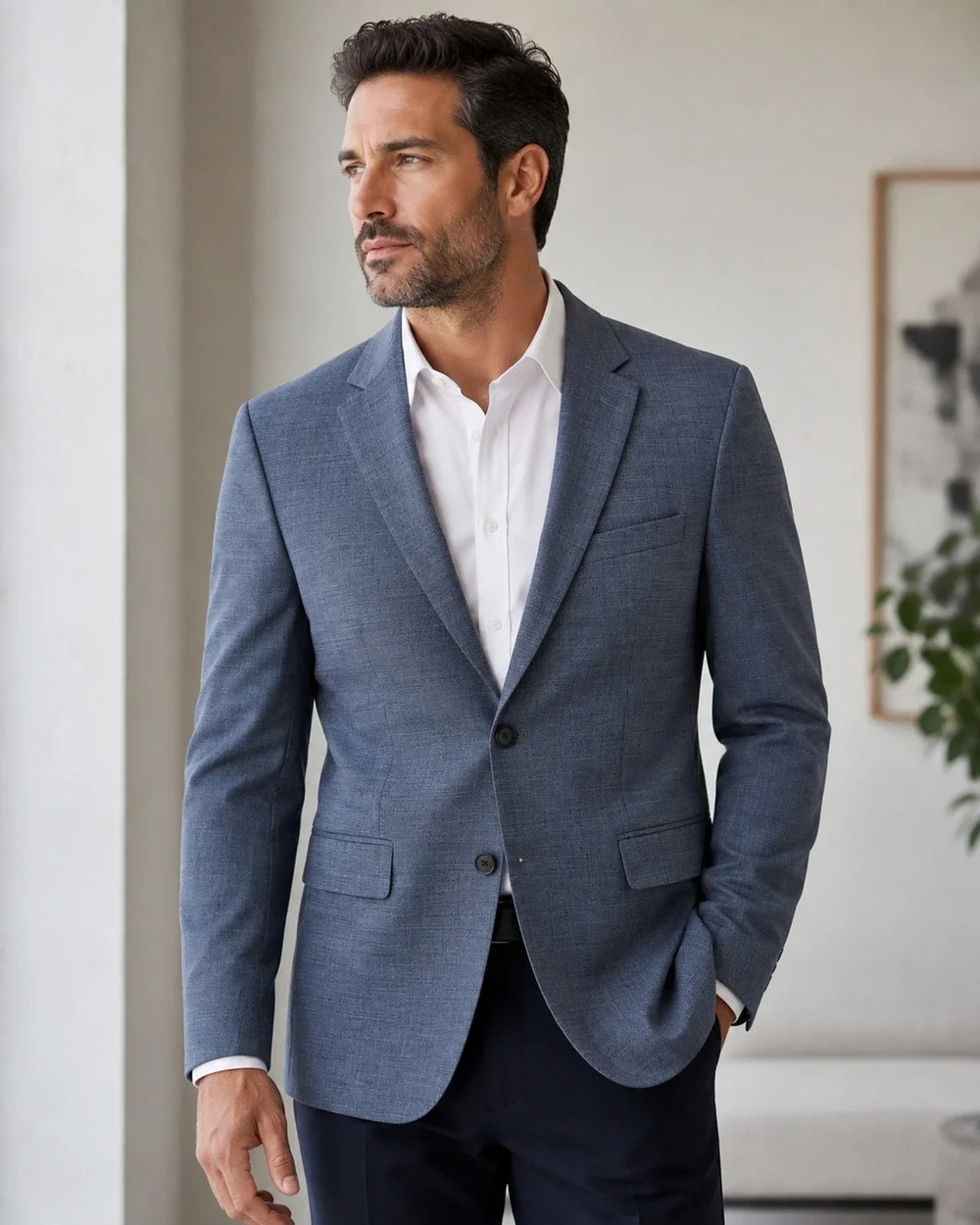 KENNETH COLE AWEARNESS Mens Classic Business Navy Blazer Sports Coat Jacket 42R